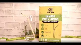 BOONBOO Bamboo Paper Straws | 100CT Individually Wrapped | Bendable Head Biodegradable & Compostable