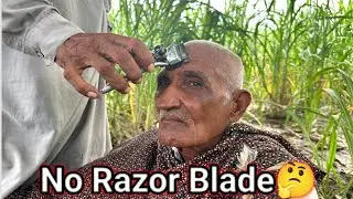 ASMR Fast Hair Cutting & Shaving With ASMR No Razor Blade 🚫just Pice Off iron 🤔With Barber Old