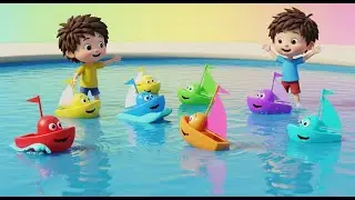 Oito Barquinhos de Brinquedo Navegam no Mar | Música de Barco e Números para Crianças