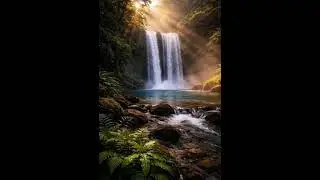 TWIN WATERFALL AT SUNRISE DEEP MORNING WATER RELAXING #relax #relxing #relaxing #relaxingmusic