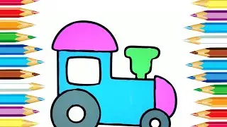 Coloring book for kids Learn colors and paint train Video for kids
