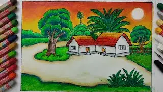 Pastel Boya Manzara Resmi -  Drawing Oil Pastel Landscape