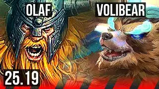 OLAF vs VOLIBEAR (TOP) | 15/0/1, 14 solo kills, Legendary | EUW Challenger | 25.19