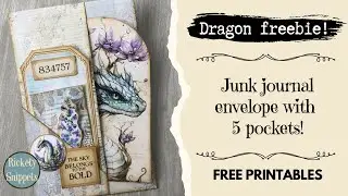 Make a magical dragon junk journal envelope with pockets! 5 minute craft with FREE PRINTABLES