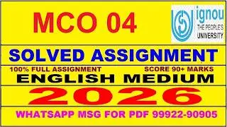 MCO 04 solved assignment 2026 in English || mco 04 solved assignment 2026 || ignou mco04 2026
