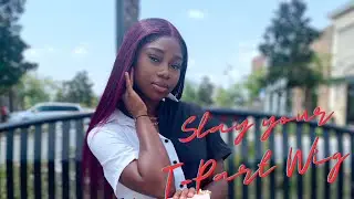 DETAILED 26 IN BURGUNDY T-PART WIG INSTALL (BEGINNER FRIENDLY)
