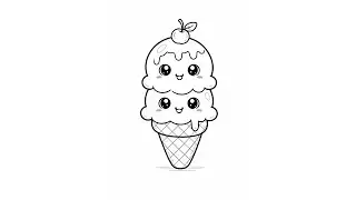 How to Draw a Cute Ice Cream | Easy Drawing for Kids