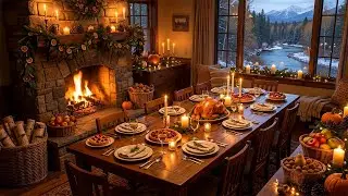 Thanksgiving Evening Ambience 🍁🔥 Elegant Holiday Dinner, Candles & Winter Fireplace