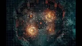 DnD compatible animated map _ Cave Gathering Place _ square grid _ ambience for VTT