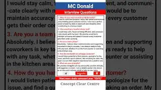 McDonald's Job Interview Questions and Answers