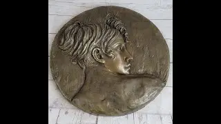 Art Nouveau Wall Hanging Bronze Plaque of a Woman Female Profile 17
