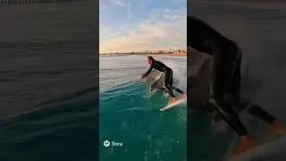 🌊 Sora AI Just Made This&hellip; Surfer Riding with Dolphins 😱🐬