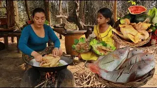 Yummy! Chicken with salt recipe- Cooking fish spicy chili tasty delicious +5food cook and eat