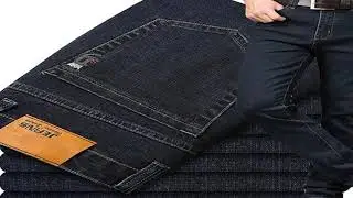 Plus Size 42 44 46 Men's Fashion Casual Jeans Classic Business Straight Elastici