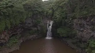 Royalty Free Maui Rocky Forest Bridge and River Falls Drone Stock Video Footage