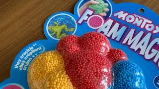 Bolitas pegajosas de fomi 🥴🔵🔴🟠Small sticky foam balls #satisfying #sticky #foam #toys 