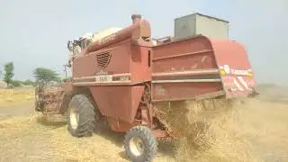 wheat harvesting in Punjab Pakistan.Harvest time in rural areas in Pakistan.wheat harvest machine.