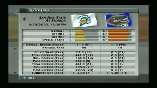 NCAA Football 2004 HD | Dynasty Season 1 Week 2 | Florida #19 vs San Jose State #90