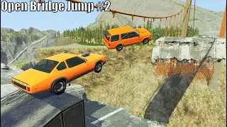 Open Bridge Jump With Police Roadblock #2 - BeamNG.drive Insane Police Roadblocks Crashes