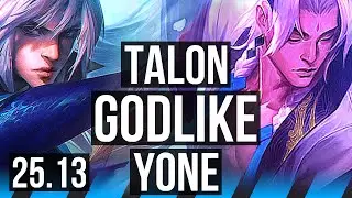 TALON vs YONE (MID) | 10/1/6, Godlike | KR Master | 25.13