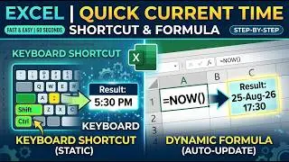How to Insert Current Time in Excel Keyboard Shortcut & Formula | Insert Static & Dynamic Time