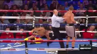 Matt Korobov Knocks Down Jose Uzcategui