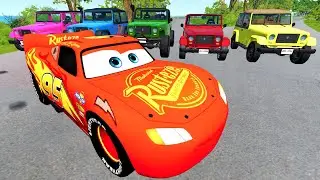 Epic McQueen car crashes | Crashes, falls, destruction of cars #74 | BeamNG.Drive Gameplay