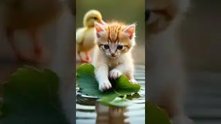 chick rescues a small kitten | emotional story #ai #kitten #chicks