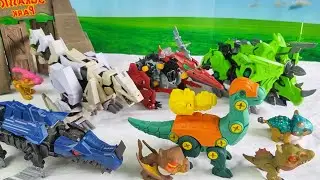 Let's Review dinosaurs Robot Mozasaur, Triceratop, stegosaur, parasaurolopus, Velociraptor, T-Rex 27