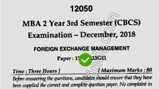 2018 Mdu MBA 3rd Sem Foreign Exchange Management Question Paper