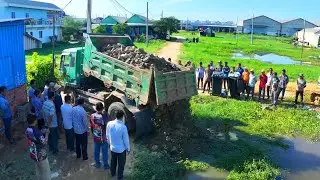best incredible project landfill build house for sell ,truck transport with bulldozer push soil