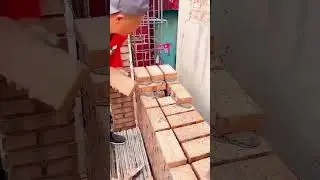 the process of installing red bricks for building a house #construction #popular #viralshorts