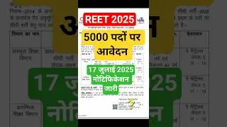 REET 2025 Notification jari 17 July 2025 3rd Grade Teacher Rajasthan L1 Vacancy