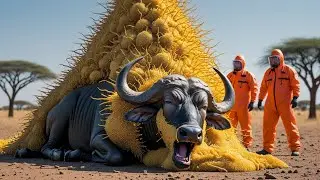 Buffalo Covered in Yellow Barnacles Rescued Just in Time!🐃#trending #animalrescue