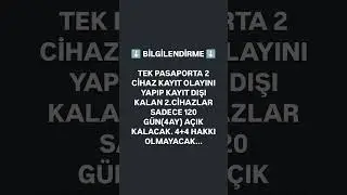Tek Pasaporta 2 Cihaz Kayıt Edilen Cihazlar Hakkında &Ouml;nemli Bilgi ⚠️