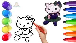 How To Draw cute Hello Kitty Drawing, Painting & Coloring For Kids and Toddlers_ Child Art🐋🌈🎨