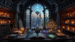 Arcane Study Room | Soothing Music & Blue Magic (No Ads) | Reading, Sleeping & Studying