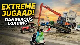 Desi Jugaad 😱 | Tractor Par Excavator Loading | Risky Indian Jugaad