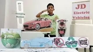 Electric vehicle (#EV) school project idea, art, craft, example.Tesla car