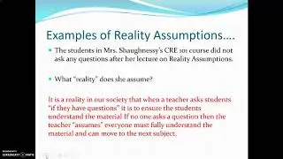 Reality Assumptions Lecture