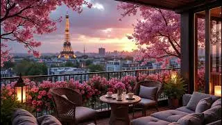 Cozy Autumn Morning Caf&eacute; Ambience in France 🇫🇷 | Outdoor Terrace with Eiffel Tower View