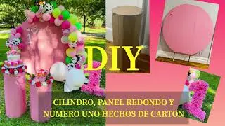 LA VACA LOLA DECORACIÓN PARA CUMPLEAÑOS/ CILINDRO, PANEL REDONDO Y NÚMERO UNO CON CARTÓN
