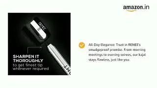 RENEE Midnight Kohl Kajal Pencil  Waterproof, Smudgeproof With Sharpener  24 Hours Long Stay  Darkes