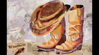 Cowboy Hat with Boots in Collage