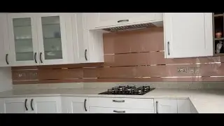 Metallic Rose Gold & Mirror Stripe Splashback by &reg;CreoGlass, www.creoglass.co.uk