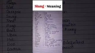 Meaning of slang words #englishlearning #viral #english #vocabulary