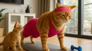 Mama Cat&rsquo;s Fitness Morning Routine 🐾💪 | Funny Cat Family Routine