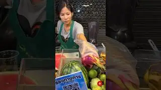Cooling down with Dragon Fruit Smoothie and Milk at A Thai Night Market 🐉🥤🇹🇭