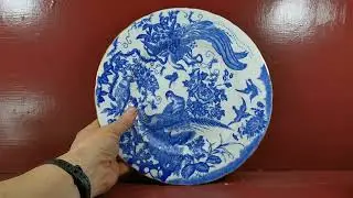 Обеденная тарелка Royal Crown Derby China Blue Aves A1309, 10,5 дюймов, 1954 год.