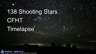 [NO CIRCLES] Timelapse of 138 shooting stars and meteors, in 4 hours from CFHT, Hawaii.